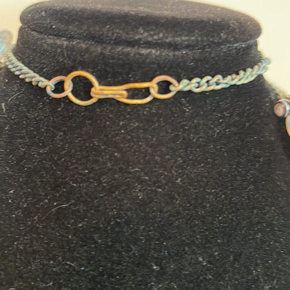 Artisan Painted Copper Disc Layered Statement Necklace - Picture 4 of 7